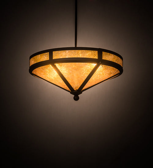 Meyda Lighting Craftsman 16" 2-Light Oil Rubbed Bronze Prime Semi-flush Mount Light With Amber Mica Shade Glass