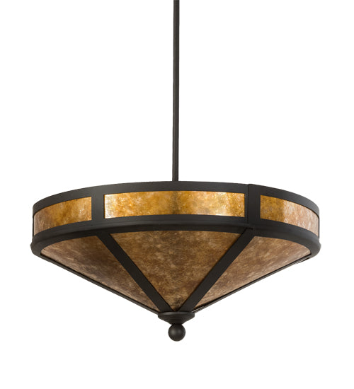 Meyda Lighting Craftsman 16" 2-Light Oil Rubbed Bronze Prime Semi-flush Mount Light With Amber Mica Shade Glass
