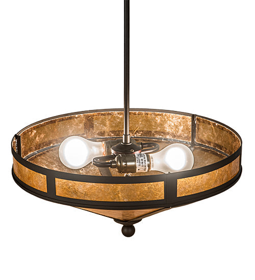 Meyda Lighting Craftsman 16" 2-Light Oil Rubbed Bronze Prime Semi-flush Mount Light With Amber Mica Shade Glass