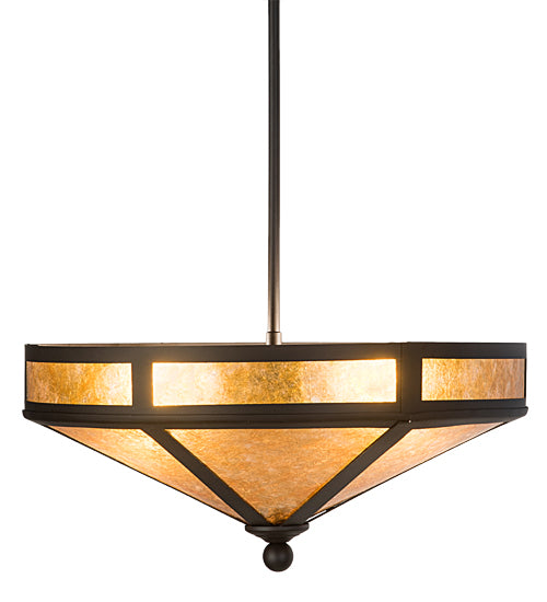 Meyda Lighting Craftsman 16" 2-Light Oil Rubbed Bronze Prime Semi-flush Mount Light With Amber Mica Shade Glass