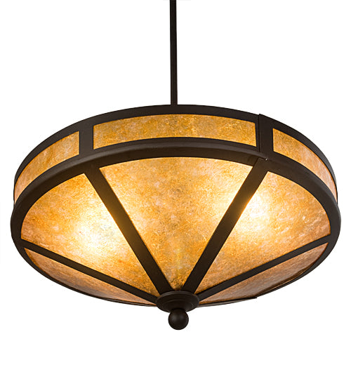 Meyda Lighting Craftsman 16" 2-Light Oil Rubbed Bronze Prime Semi-flush Mount Light With Amber Mica Shade Glass