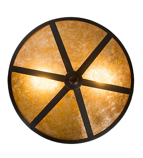 Meyda Lighting Craftsman 16" 2-Light Oil Rubbed Bronze Prime Semi-flush Mount Light With Amber Mica Shade Glass