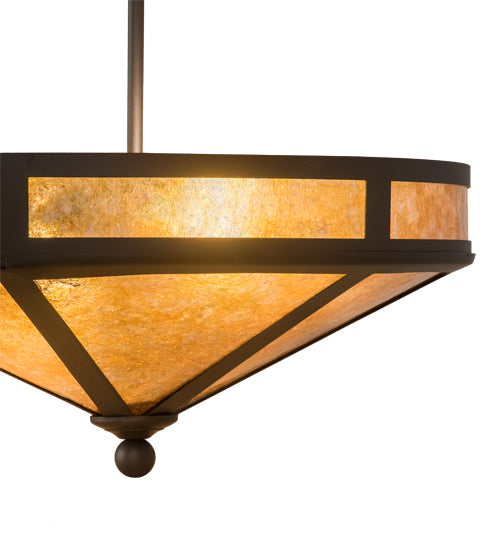 Meyda Lighting Craftsman 16" 2-Light Oil Rubbed Bronze Prime Semi-flush Mount Light With Amber Mica Shade Glass