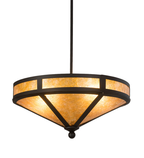 Meyda Lighting Craftsman 16" 2-Light Oil Rubbed Bronze Prime Semi-flush Mount Light With Amber Mica Shade Glass