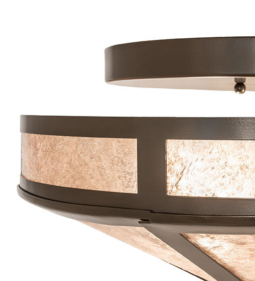 Meyda Lighting Craftsman 16" 2-Light Timeless Bronze Flush Mount Light With Silver Mica Shade Glass