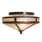 Meyda Lighting Craftsman 16" 2-Light Timeless Bronze Flush Mount Light With Silver Mica Shade Glass