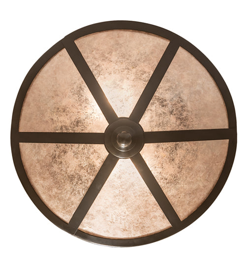 Meyda Lighting Craftsman 16" 2-Light Timeless Bronze Flush Mount Light With Silver Mica Shade Glass