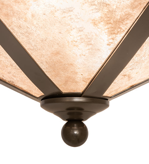 Meyda Lighting Craftsman 16" 2-Light Timeless Bronze Flush Mount Light With Silver Mica Shade Glass