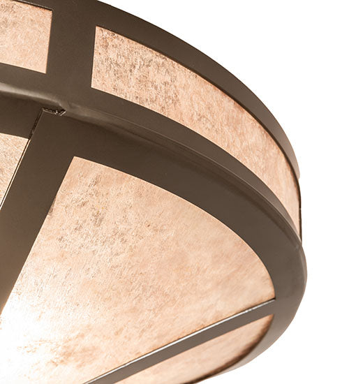 Meyda Lighting Craftsman 16" 2-Light Timeless Bronze Flush Mount Light With Silver Mica Shade Glass