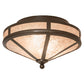Meyda Lighting Craftsman 16" 2-Light Timeless Bronze Flush Mount Light With Silver Mica Shade Glass