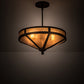 Meyda Lighting Craftsman 195459 16" 2-Light Oil Rubbed Bronze Prime Semi-flush Mount Light With Amber Mica Shade Glass