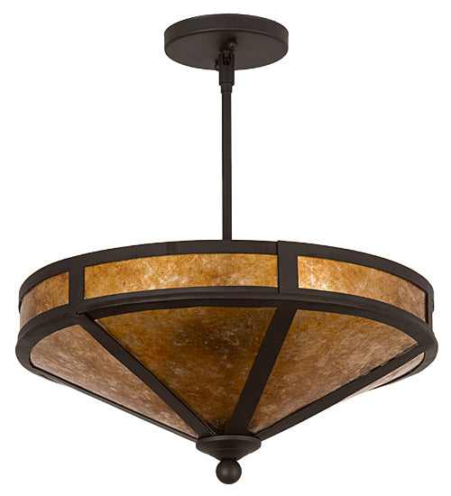 Meyda Lighting Craftsman 195459 16" 2-Light Oil Rubbed Bronze Prime Semi-flush Mount Light With Amber Mica Shade Glass