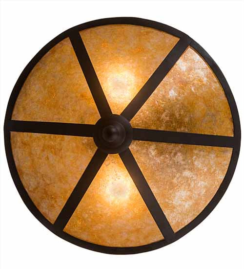 Meyda Lighting Craftsman 195459 16" 2-Light Oil Rubbed Bronze Prime Semi-flush Mount Light With Amber Mica Shade Glass