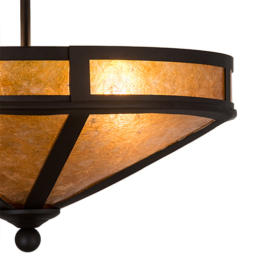 Meyda Lighting Craftsman 195459 16" 2-Light Oil Rubbed Bronze Prime Semi-flush Mount Light With Amber Mica Shade Glass