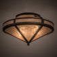 Meyda Lighting Craftsman 22" 2-Light Cafe Noir Flush Mount Light With Silver Mica Shade Glass
