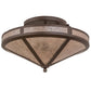 Meyda Lighting Craftsman 22" 2-Light Cafe Noir Flush Mount Light With Silver Mica Shade Glass