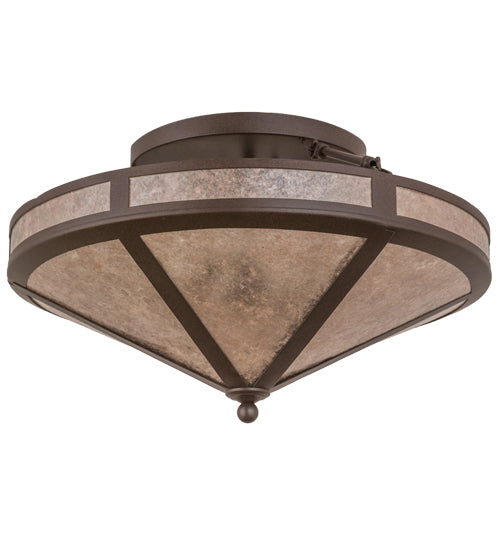 Meyda Lighting Craftsman 22" 2-Light Cafe Noir Flush Mount Light With Silver Mica Shade Glass