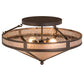 Meyda Lighting Craftsman 22" 2-Light Cafe Noir Flush Mount Light With Silver Mica Shade Glass
