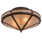 Meyda Lighting Craftsman 22" 2-Light Cafe Noir Flush Mount Light With Silver Mica Shade Glass