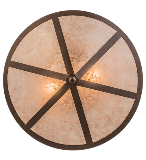 Meyda Lighting Craftsman 22" 2-Light Cafe Noir Flush Mount Light With Silver Mica Shade Glass