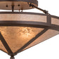 Meyda Lighting Craftsman 22" 2-Light Cafe Noir Flush Mount Light With Silver Mica Shade Glass