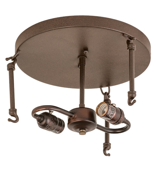 Meyda Lighting Craftsman 22" 2-Light Cafe Noir Flush Mount Light With Silver Mica Shade Glass