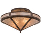 Meyda Lighting Craftsman 22" 2-Light Cafe Noir Flush Mount Light With Silver Mica Shade Glass