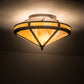 Meyda Lighting Craftsman 22" 2-Light Timeless Bronze Prime Flush Mount Light With Beige Iridescent Shade Glass