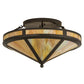 Meyda Lighting Craftsman 22" 2-Light Timeless Bronze Prime Flush Mount Light With Beige Iridescent Shade Glass