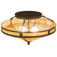 Meyda Lighting Craftsman 22" 2-Light Timeless Bronze Prime Flush Mount Light With Beige Iridescent Shade Glass