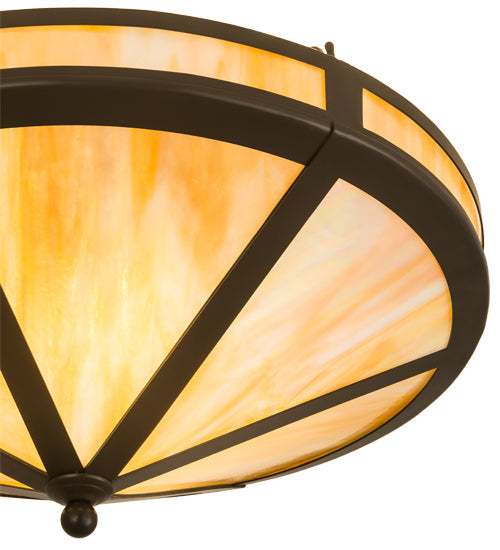 Meyda Lighting Craftsman 22" 2-Light Timeless Bronze Prime Flush Mount Light With Beige Iridescent Shade Glass