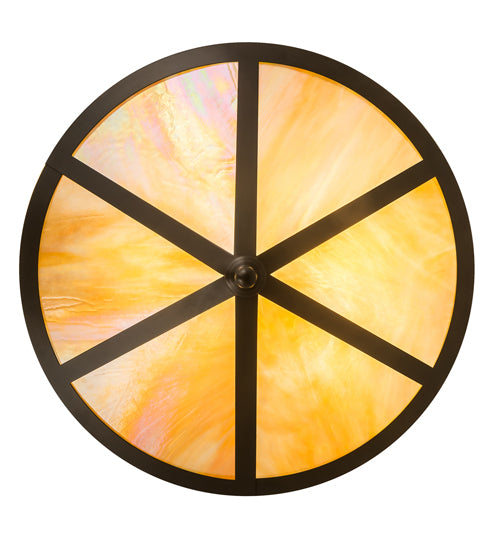Meyda Lighting Craftsman 22" 2-Light Timeless Bronze Prime Flush Mount Light With Beige Iridescent Shade Glass