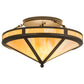 Meyda Lighting Craftsman 22" 2-Light Timeless Bronze Prime Flush Mount Light With Beige Iridescent Shade Glass