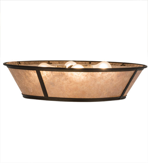 Meyda Lighting Craftsman 22" 4-Light Antique Copper Prime Flush Mount Light With Silver Mica Shade Glass