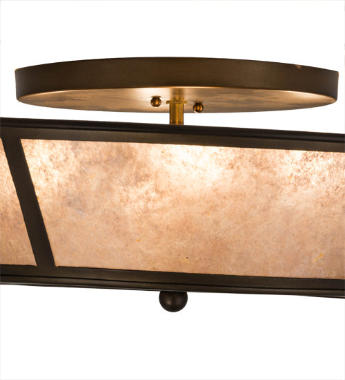 Meyda Lighting Craftsman 22" 4-Light Antique Copper Prime Flush Mount Light With Silver Mica Shade Glass