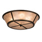 Meyda Lighting Craftsman 22" 4-Light Antique Copper Prime Flush Mount Light With Silver Mica Shade Glass