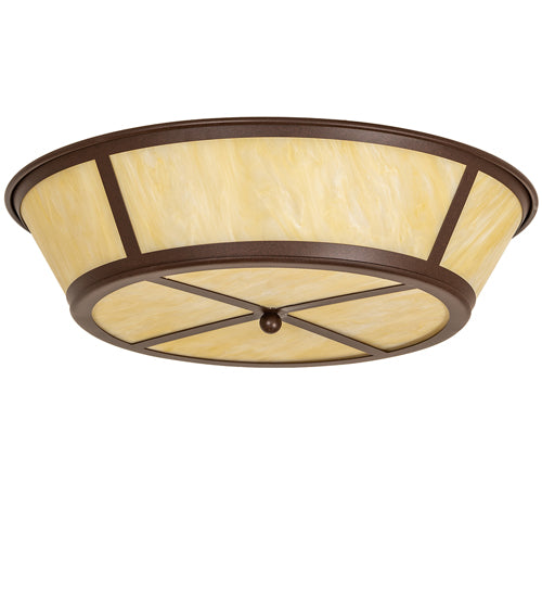Meyda Lighting Craftsman 23" 4-Light Cafe Noir Prime Flush Mount Light With Botticino Idalight Shade