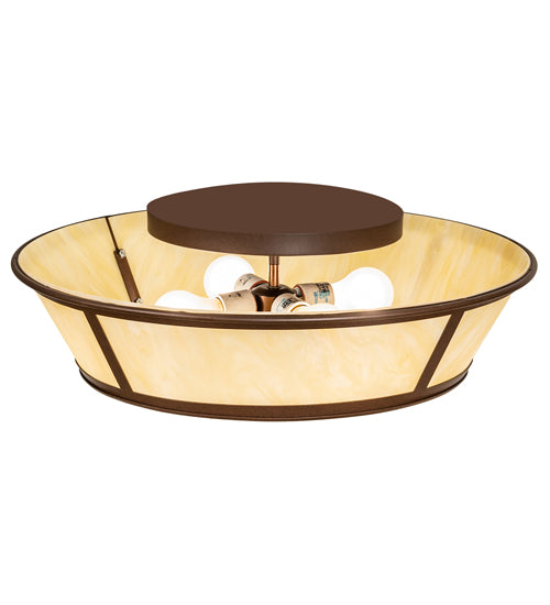 Meyda Lighting Craftsman 23" 4-Light Cafe Noir Prime Flush Mount Light With Botticino Idalight Shade