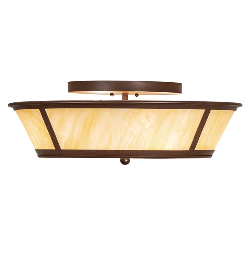 Meyda Lighting Craftsman 23" 4-Light Cafe Noir Prime Flush Mount Light With Botticino Idalight Shade