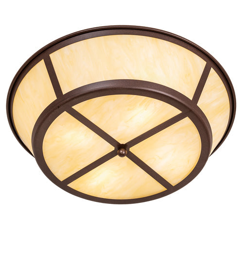 Meyda Lighting Craftsman 23" 4-Light Cafe Noir Prime Flush Mount Light With Botticino Idalight Shade