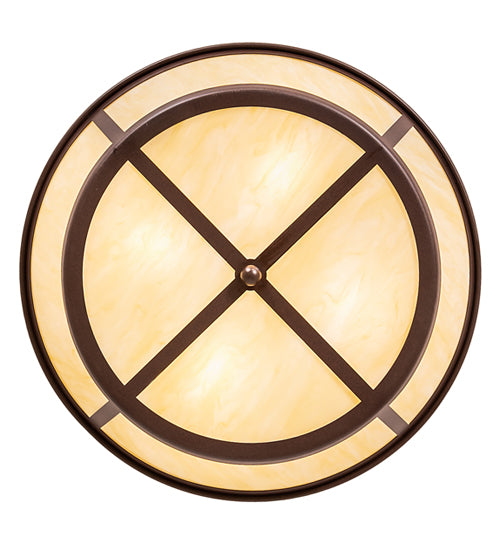 Meyda Lighting Craftsman 23" 4-Light Cafe Noir Prime Flush Mount Light With Botticino Idalight Shade