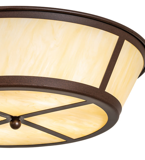 Meyda Lighting Craftsman 23" 4-Light Cafe Noir Prime Flush Mount Light With Botticino Idalight Shade