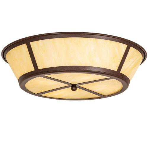 Meyda Lighting Craftsman 23" 4-Light Cafe Noir Prime Flush Mount Light With Botticino Idalight Shade