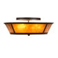 Meyda Lighting Craftsman 23" 4-Light Oil Rubbed Bronze Prime Flush Mount Light With Amber Mica Shade Glass