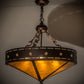 Meyda Lighting Craftsman 24" 4-Light Mahogany Bronze Target Inverted Pendant Light With Amber Mica Shade Glass