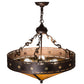 Meyda Lighting Craftsman 24" 4-Light Mahogany Bronze Target Inverted Pendant Light With Amber Mica Shade Glass