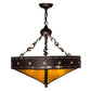 Meyda Lighting Craftsman 24" 4-Light Mahogany Bronze Target Inverted Pendant Light With Amber Mica Shade Glass