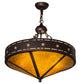Meyda Lighting Craftsman 24" 4-Light Mahogany Bronze Target Inverted Pendant Light With Amber Mica Shade Glass