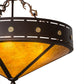 Meyda Lighting Craftsman 24" 4-Light Mahogany Bronze Target Inverted Pendant Light With Amber Mica Shade Glass
