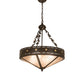 Meyda Lighting Craftsman 24" 4-Light Timeless Bronze Target Inverted Pendant Light With Silver Mica Shade Glass